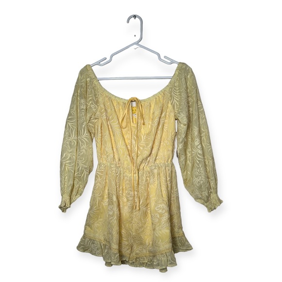 NWT Tularosa Ida Romper Balloon Sleeve Ruffle Hem Playsuit in Lemon Drop Small - Picture 6 of 15
